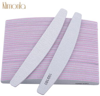 50 Stks/partij 100/180 Grits Nail Schuren File Buffing Poolse Block Half Moon Nail Polijsten Bestanden Pedicure Manicure Nail Salon Gereedschap