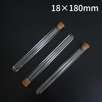 50 Stks/partij 18X180mm Lab Clear Plastic Reageerbuis Met Kurk Cap Stopper Ronde Bodem Laboratorium Of Bruiloft Gunsten Spice Buis