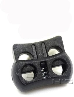 50 stks/partij 2 Gaten Cord Lock Toggle Stopper Plastic toggle clip Zwart 15mm * 20mm * 7.5mm