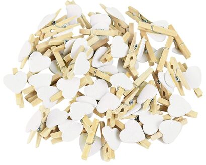 50 Stks/partij 3Cm Wood Pinnen Leuke Houten Liefde Harten Clips Diy Foto Banner Ambachten Voor Thuis Verjaardag Bruiloft Decoratie wasknijpers J02 wit hart
