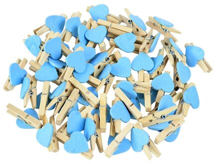 50 Stks/partij 3Cm Wood Pinnen Leuke Houten Liefde Harten Clips Diy Foto Banner Ambachten Voor Thuis Verjaardag Bruiloft Decoratie wasknijpers J06 blauw hart