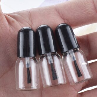 50 Stks/partij 3Ml Lege Nagellak Glazen Flessen Met Wit Zwart Deksel Kleine Glas Nagellak Container Met Borstel cap zwart cap