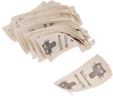 50 Stks/partij Cartoon Zwarte Kat Print Katoen Etiketten Handgemaakte Naaien Kledingstuk Katoen Kleding Tags Craft Diy Labels