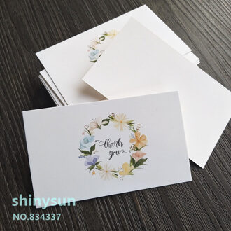 50 stks/partij Circulaire krans "dank u" Kleine kaart decoratie kaart Beschrijfbare kaart 5.4x9 cm