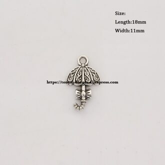 (50 Stks/partij) Zinklegering Tibetaanse Silver Europese Charme Paraplu-Vorm Hanger Maat 18X11Mm ZN49091