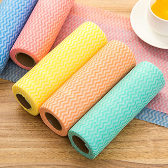 50 stks/Roll Niet-geweven Stof Wassen Schoonmaakdoekje Handdoeken Keuken Handdoek Wegwerp Gestreepte Praktische Vodden Vegen Verzuren pad