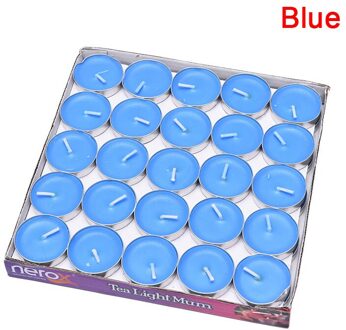 50 Stks/set Diy Ronde Rookloze Scented Theelicht Kaarsen Voor Birthday Party Decoratieve Kaarsen blauw