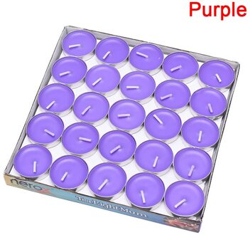 50 Stks/set Diy Ronde Rookloze Scented Theelicht Kaarsen Voor Birthday Party Decoratieve Kaarsen paars