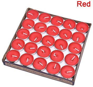 50 Stks/set Diy Ronde Rookloze Scented Theelicht Kaarsen Voor Birthday Party Decoratieve Kaarsen rood