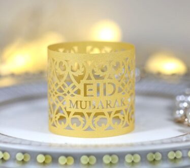 50 Stks/set Eid Mubarak Papier Servet Ring Ramadan Decoraties Voor Thuis Servet Houder Tafel Decor Eid Moslim Ramadan Kareem Decor goud