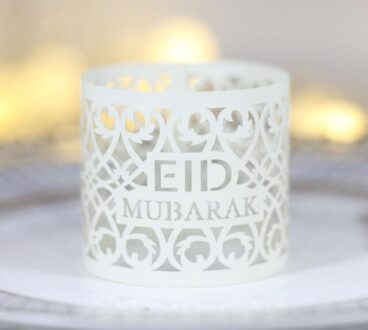 50 Stks/set Eid Mubarak Papier Servet Ring Ramadan Decoraties Voor Thuis Servet Houder Tafel Decor Eid Moslim Ramadan Kareem Decor ivoor wit