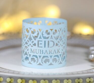 50 Stks/set Eid Mubarak Papier Servet Ring Ramadan Decoraties Voor Thuis Servet Houder Tafel Decor Eid Moslim Ramadan Kareem Decor licht blauw