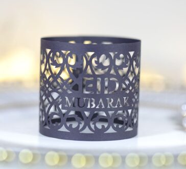 50 Stks/set Eid Mubarak Papier Servet Ring Ramadan Decoraties Voor Thuis Servet Houder Tafel Decor Eid Moslim Ramadan Kareem Decor zwart