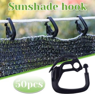 50 Stks/set Plastic Zwart Zonnescherm Netto Haak Voor Landbouw Greenhouse Tuin Tough Shading Netto Gordijn Lijn Binnenplaats