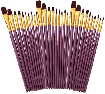 50 Stks/set Verschillende Vorm Ronde Spitse Punt Nylon Haar Schilderij Borstel Set Kunst Levert Aquarel Gouache Penselen