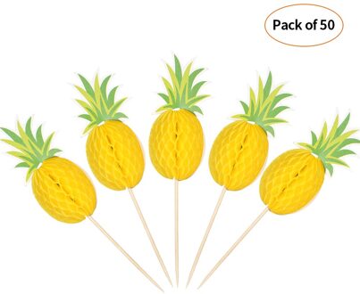 50 stks Tandenstoker 3D Cartoon Fruit Tandenstokers Cake Picks Decor voor Strand Bruiloft Verjaardag Pool Party Ananas Decoraties