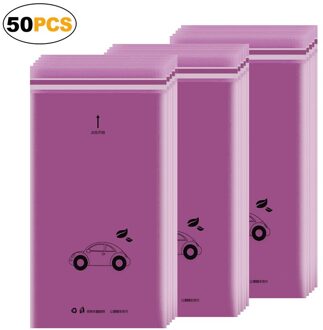 50 stks Wegwerp Zelfklevende Auto Vuilniszak Biologisch Afbreekbaar Trash Vuilnis Houder Opbergtas voor Auto Voertuig Kantoor Keuken Paars