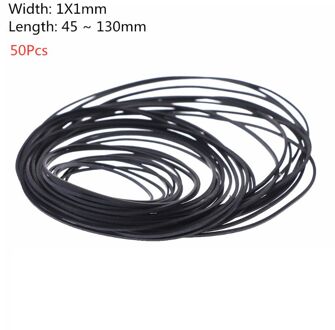 50 Stks/zak 1Mm Universele Mix Cassette Tape Machine Riemen Diverse Gemeenschappelijke Platte Rubber Riem 45-130Mm Voor recorders Walkman K3NB