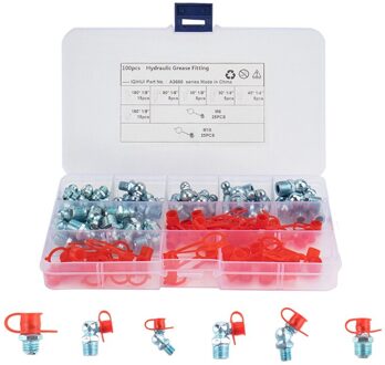 50-Stukken Mm Metric Hydraulische Zerk Grease Fitting Met 50Pcs Caps Assortiment Set Kit - M6 M10 Straightangled fittings