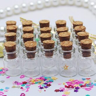 50 Stuks 0.5Ml Mini Glazen Flessen Delicate Kurk Wens Flessen Diy Miniatuur Flessen Favor Leuke Kleine Glazen Potten