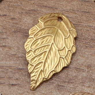 50 Stuks 10*18Mm Gold/Metal Charms Stempelen Leaf Earring Bedels Hangers Diy Drijvende Charmes Voor Sieraden maken goud verguld