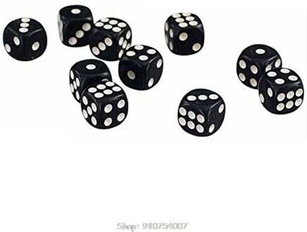50 Stuks 12Mm Zwart Acryl Dobbelstenen Ronde Hoek Zes Zijdige D6 D & D Rpg Ktv Bar Partij Dobbelstenen game N04 20