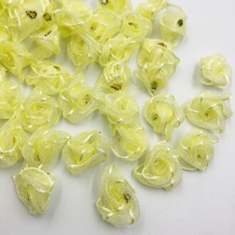 50 stuks 15mm Organza lint Bloemen voor bruiloft decoratie kleding DIY applique kleur 2