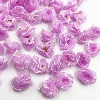 50 stuks 15mm Organza lint Bloemen voor bruiloft decoratie kleding DIY applique kleur 4