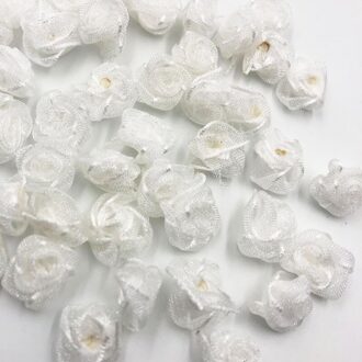 50 stuks 15mm Organza lint Bloemen voor bruiloft decoratie kleding DIY applique kleur 5