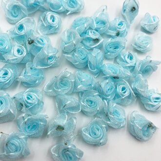 50 stuks 15mm Organza lint Bloemen voor bruiloft decoratie kleding DIY applique kleur 6