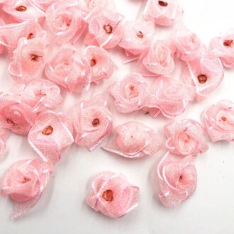 50 stuks 15mm Organza lint Bloemen voor bruiloft decoratie kleding DIY applique kleur 7