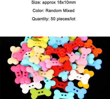 50 Stuks 18X10Mm Bone Decoratieve Plastic Knoppen Naaien Naad Scrapbooking Accessoires Knop Voor Ambachten Handgemaakte Diy Willekeurige kleuren