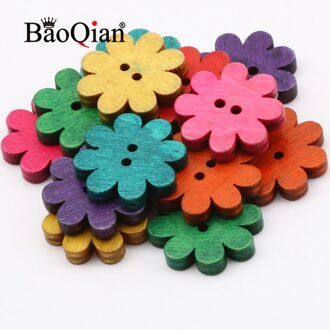50 Stuks 21Mm Bloemvorm Natuurlijke Houten 2 Hole Knoppen Handgemaakte Kleding Decoratie Plakboek Diy Thuis Naaien Accessoires