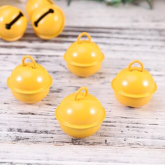 50 Stuks 22Mm Gekleurde Geschilderd Jingle Bells Metal Ronde Mini Bells Sieraden Ornamenten Kerst Decor Gebruik Hangers Voor Party christm geel