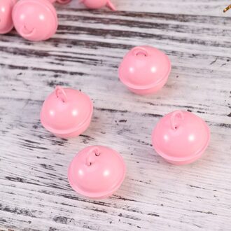 50 Stuks 22Mm Gekleurde Geschilderd Jingle Bells Metal Ronde Mini Bells Sieraden Ornamenten Kerst Decor Gebruik Hangers Voor Party christm roze