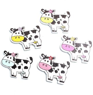 50 Stuks 26X22Mm Gemengde Koe Houten Knoppen Voor Kleding Handwerken Scrapbooking Ambachten Diy Naaien Accessoires Hout Decoratie