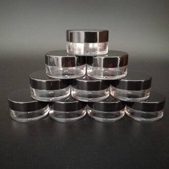 50 stuks 2g 3g 5g Draagbare Transparante Kleine Fles Sample Plastic Cosmetische Containers Lege Oogschaduw Lippenbalsem gezicht Zalfpotje Potten 5g / zwart Lids
