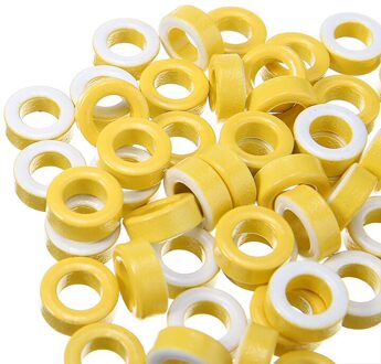 50 Stuks 7.5Mm Binnendiameter Ring Ijzer T50-26 Toroid Ferrietkernen Geel Wit Voor Transformatoren