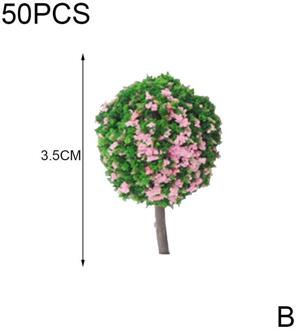 50 Stuks Bloem Model Trein Ronde Bomen Bal Vormige Landschap Kleuren Schaal Landschap 1/87 Gemengde K7W9