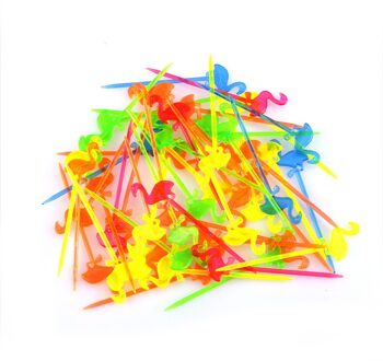 50 stuks Flamingo Voedsel Picks Buffet Cupcake Fruit Vork Cake Dessert Salade Sticks Cocktail Tandenstoker Spies Feestartikelen