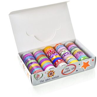 50 STUKS Glitter Washi Tape Briefpapier Scrapbooking Decoratieve Plakband DIY Kleur Masking Tape Schoolbenodigdheden Papeleria