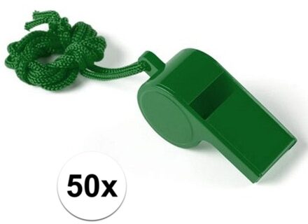 50 Stuks groene sportfluitjes aan koord