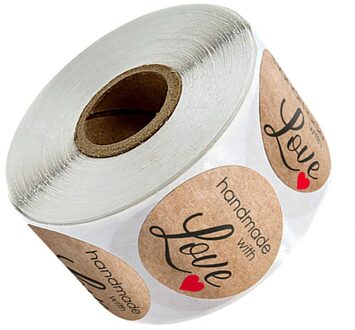 50 Stuks Handgemaakte Met Liefde Stickers Bakken Label Bruiloft Sticker Party Label Decoratie Envelop Seal Briefpapier Zwarte Sticker QY549-50stk