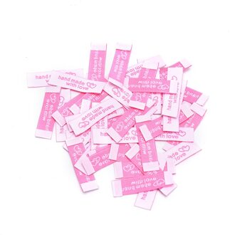 50 Stuks Handgemaakte Tags Borduurwerk Gedrukte Etiketten Kleding Vlag Label Kledingstuk Label Diy Tags Craft Naaien Accessoires roze