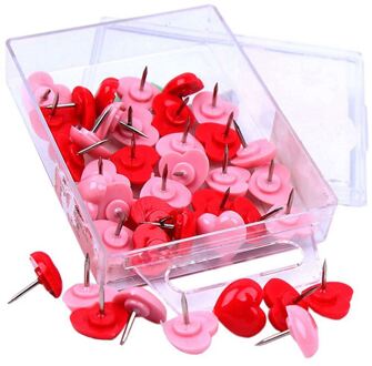50 Stuks Hart Push Pins, Rood Bulletin Boards Duim Kopspijkers, roze Leuke Muur Kopspijkers Decoratieve Voor Kurk Boord Thuis En Kantoor