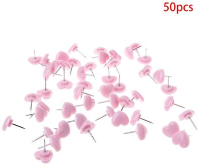 50 Stuks Hart Vorm Plastic Gekleurde Push Pins Punaises Kantoor School R91A 5AC1100231-roze
