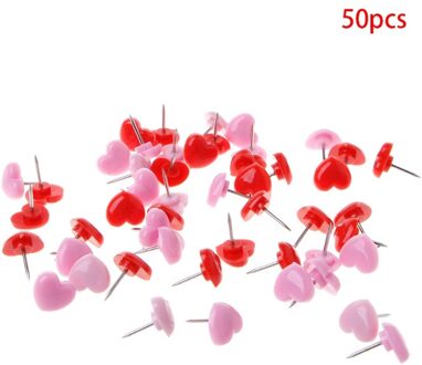 50 Stuks Hart Vorm Plastic Gekleurde Push Pins Punaises Kantoor School R91A 5AC1100231-RPK