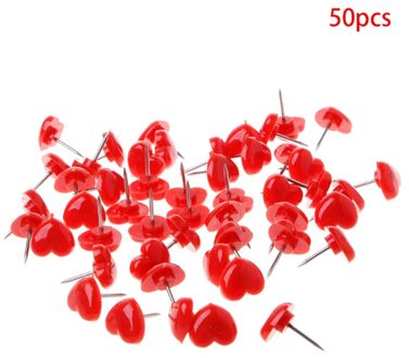 50 Stuks Hart Vorm Plastic Gekleurde Push Pins Punaises Kantoor School rood