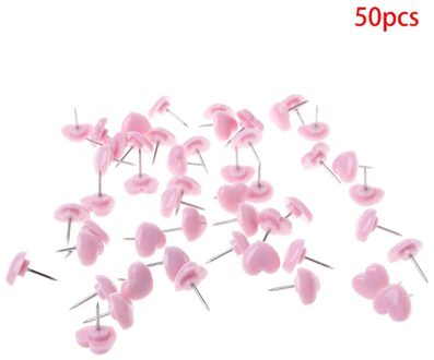 50 Stuks Hart Vorm Plastic Gekleurde Push Pins Punaises Kantoor School roze