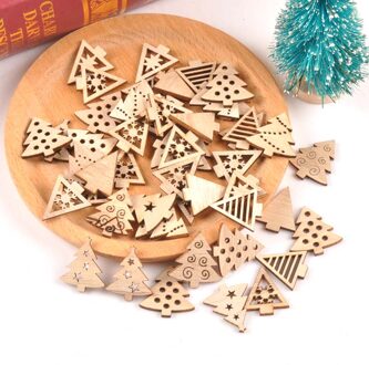 50 Stuks Houten Kerst Ornamenten Mini Boom Opknoping Hangers Kerst Diy Decoraties Voor Thuis Nieuwjaar MT2502